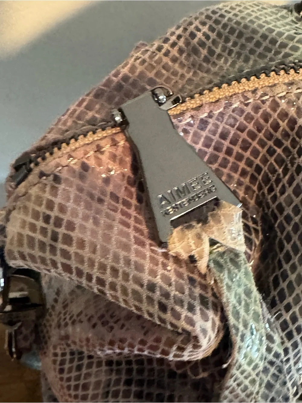 Aimee Kestenberg Tamitha Satchel Multi-Color Snake-Print Tote Bag Top Handles